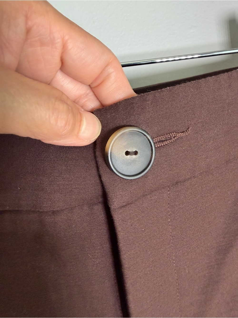 Vince Dark Brown Straight Leg Trousers Size 14 Cotton Viscose Flat Front Pants - Picture 5 of 15